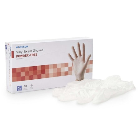 Mckesson Disposable Gloves, Confiderm, Vinyl, Beaded Cuff, Powder-Free, XL, 50 PK, Clear 14-170